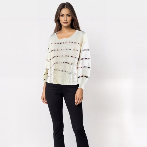 BCX Multicolor Striped Crew Neck Sweater - Picture 2 of 6